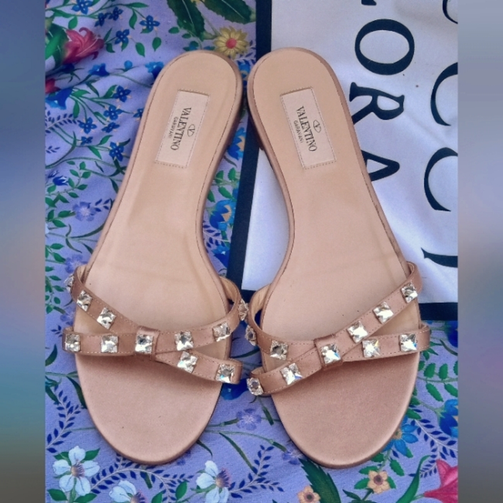 Valentino Crystal Embellishment Slides